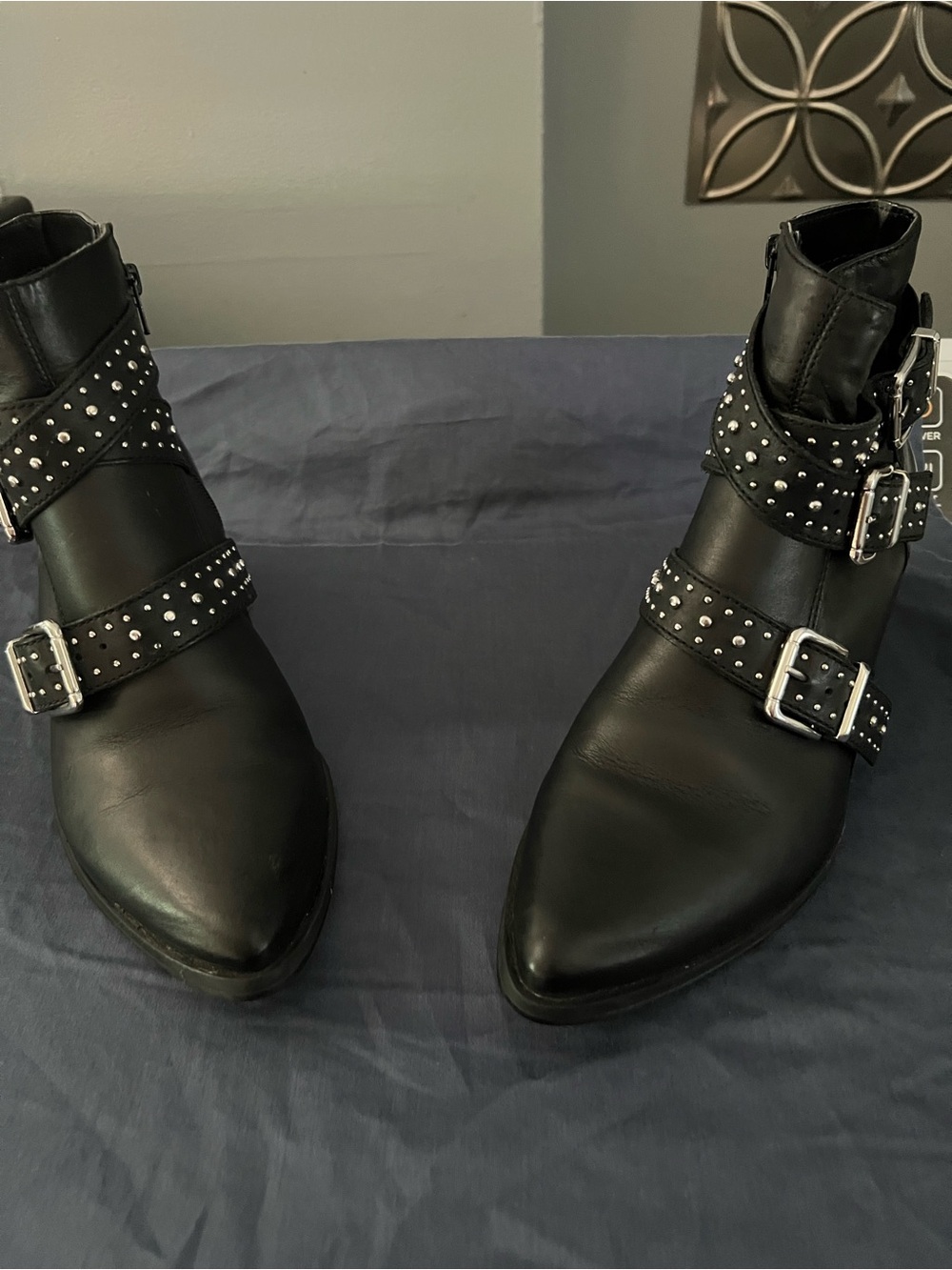 Steve Madden Black Studded Leather Ankle Boots